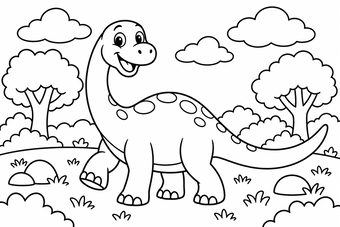 Dinosaur in the park coloring page