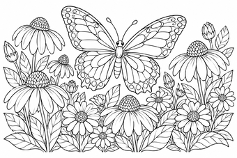 Butterfly garden coloring page